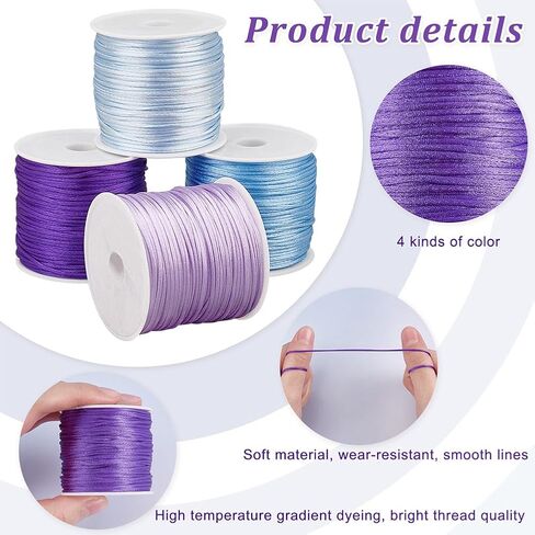 PH PandaHall 131 Yards Nylon String, 1mm Rattail Satin Cords Silky Beading String Tail Cord Bracelet String Thread for Braid Hair Jewelry Making Crafting Christmas Tree Ornament, 4 Colors in Saudi Arabia