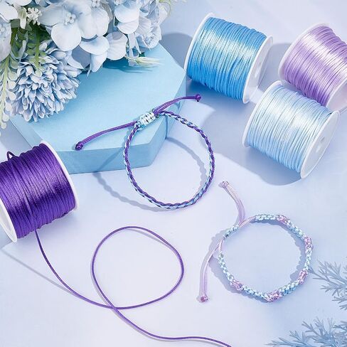 PH PandaHall 131 Yards Nylon String, 1mm Rattail Satin Cords Silky Beading String Tail Cord Bracelet String Thread for Braid Hair Jewelry Making Crafting Christmas Tree Ornament, 4 Colors in Saudi Arabia