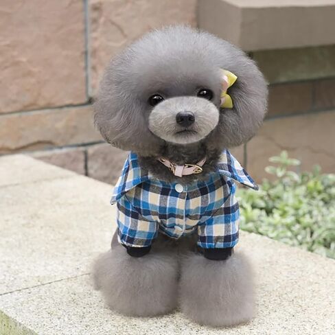 معطف الكلب معطف الطقس البارد سترة مقاومة للرياح الصوف الدافئ سترة الكلب الشتاء ملابس سميكة الشتاء سميكة الدب منقوشة قميص معطف الكلب للكلاب الصغيرة المتوسطة القط الأزرق M in Kuwait