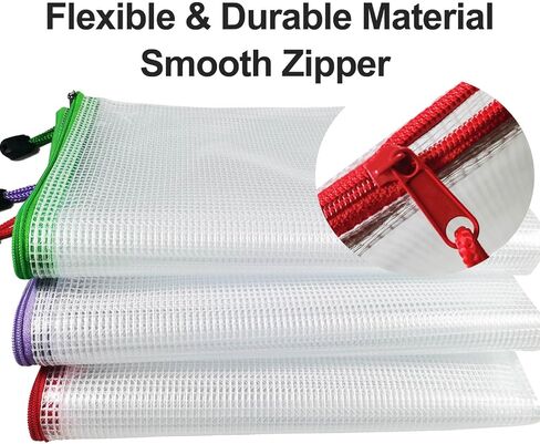 30pcs Mesh Zipper Pouch (8 Size, 8 Colors), Waterproof Zipper Bags with Labels, Durable Document Pouches, Multipurpose for School and Office Supplies, Travel and Home Storage in Saudi Arabia