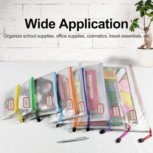 30pcs Mesh Zipper Pouch (8 Size, 8 Colors), Waterproof Zipper Bags with Labels, Durable Document Pouches, Multipurpose for School and Office Supplies, Travel and Home Storage in Saudi Arabia