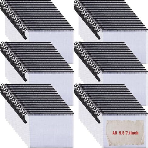 Fainne 100 Pcs Mesh Zipper Pouch, A5 Waterproof Plastic Pouches, 7.1" x 9.5" Travel Pouch Storage Bags with Zipper PVC Pouches Multipurpose Document Bags for Classroom Office Home (Bright Colors) in Saudi Arabia