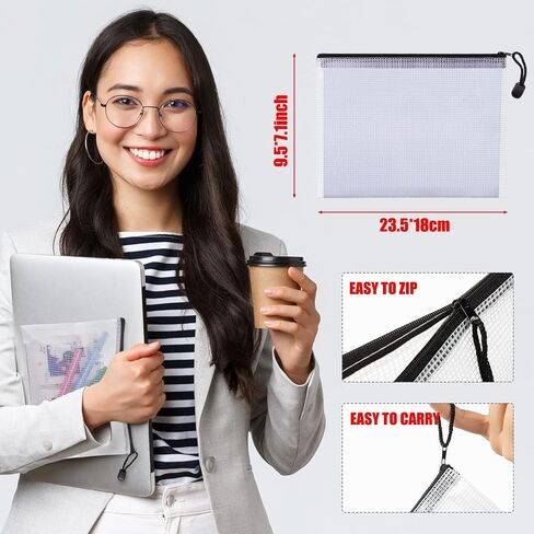 Fainne 100 Pcs Mesh Zipper Pouch, A5 Waterproof Plastic Pouches, 7.1" x 9.5" Travel Pouch Storage Bags with Zipper PVC Pouches Multipurpose Document Bags for Classroom Office Home (Bright Colors) in Saudi Arabia