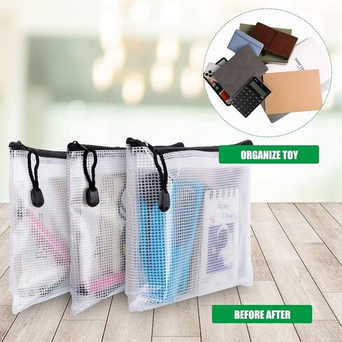 Fainne 100 Pcs Mesh Zipper Pouch, A5 Waterproof Plastic Pouches, 7.1" x 9.5" Travel Pouch Storage Bags with Zipper PVC Pouches Multipurpose Document Bags for Classroom Office Home (Bright Colors) in Saudi Arabia