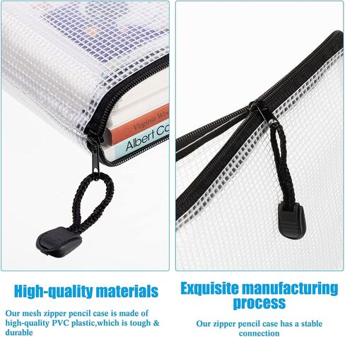 Fainne 100 Pcs Mesh Zipper Pouch, A5 Waterproof Plastic Pouches, 7.1" x 9.5" Travel Pouch Storage Bags with Zipper PVC Pouches Multipurpose Document Bags for Classroom Office Home (Bright Colors) in Saudi Arabia