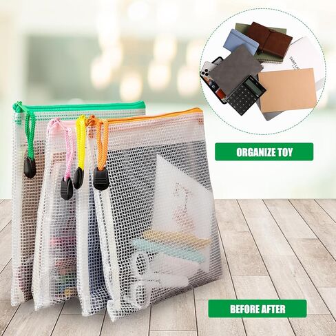 Fainne 100 Pcs Mesh Zipper Pouch, A5 Waterproof Plastic Pouches, 7.1" x 9.5" Travel Pouch Storage Bags with Zipper PVC Pouches Multipurpose Document Bags for Classroom Office Home (Bright Colors) in Saudi Arabia