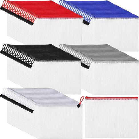 Fainne 100 Pcs Mesh Zipper Pouch, A5 Waterproof Plastic Pouches, 7.1" x 9.5" Travel Pouch Storage Bags with Zipper PVC Pouches Multipurpose Document Bags for Classroom Office Home (Bright Colors) in Saudi Arabia