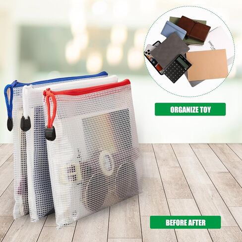 Fainne 100 Pcs Mesh Zipper Pouch, A5 Waterproof Plastic Pouches, 7.1" x 9.5" Travel Pouch Storage Bags with Zipper PVC Pouches Multipurpose Document Bags for Classroom Office Home (Bright Colors) in Saudi Arabia