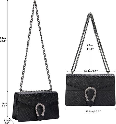 Crossbody Bag Purses for Women - Snake Printed Vegan Leather Clutch Purses with Chain Strap Small Satchel Bag in Saudi Arabia
