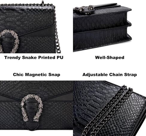 Crossbody Bag Purses for Women - Snake Printed Vegan Leather Clutch Purses with Chain Strap Small Satchel Bag in Saudi Arabia