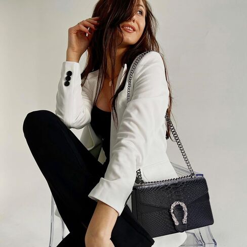 Crossbody Bag Purses for Women - Snake Printed Vegan Leather Clutch Purses with Chain Strap Small Satchel Bag in Saudi Arabia