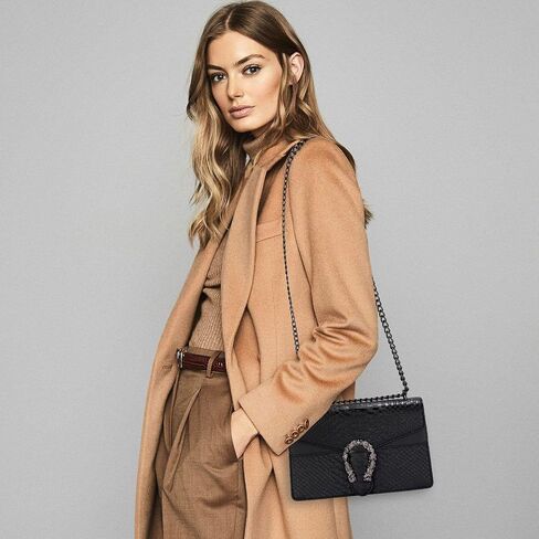 Crossbody Bag Purses for Women - Snake Printed Vegan Leather Clutch Purses with Chain Strap Small Satchel Bag in Saudi Arabia