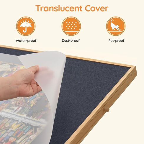 لوحة ألغاز TEAKMAMA 1500 قطعة مع 4 أدراج، لوحة ألغاز دوارة 2 في 1 مع حامل مائل، لوحة ألغاز مع غطاء، طاولة ألغاز خشبية محمولة مع سطح اللباد، 35 بوصة عرض × 27 بوصة عمق in Kuwait
