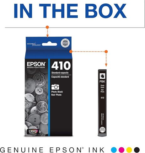 EPSON 410 Claria Premium Ink Standard Capacity Photo Black Cartridge (T410120-S) Works with Expression Premium XP-530, XP-630, XP-640, XP-7100, XP-830 in Saudi Arabia