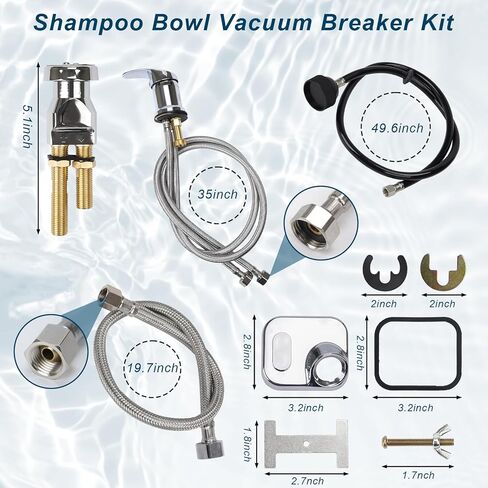 طقم قواطع فراغية لوعاء شامبو الصالون. موصل خرطوم الصنبور، صنبور وعاء الشامبو، قواطع فراغ، خرطوم وعاء الشامبو وبخاخ مناسب لمجموعة استبدال صنبور حوض الصالون in Kuwait