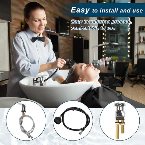 طقم قواطع فراغية لوعاء شامبو الصالون. موصل خرطوم الصنبور، صنبور وعاء الشامبو، قواطع فراغ، خرطوم وعاء الشامبو وبخاخ مناسب لمجموعة استبدال صنبور حوض الصالون in Kuwait