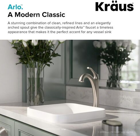 صنبور الحمام Kraus KVF-1200SFS Arlo، مصنوع من الفولاذ المقاوم للصدأ بدون بقع in Kuwait