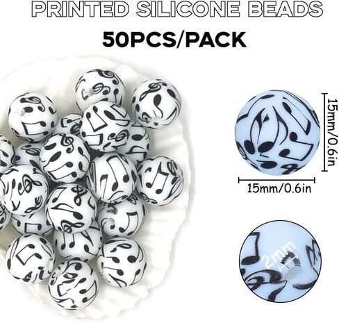 50 PCS Cow Print Silicone Beads 15mm Bulk, Printed Loose Rubber Round Focal Bead for Keychain Pens Necklace Bracelet Lanyard Making in Saudi Arabia