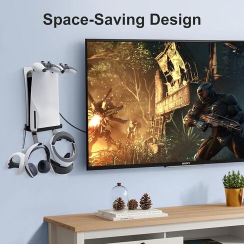 yoxxzus PS5 Wall Mount Kit Compatible with PS5 Digital/Disc Edition, With Hooks to Store VR Glasses, Headset, PS5 Controllers in Saudi Arabia