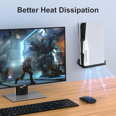 yoxxzus PS5 Wall Mount Kit Compatible with PS5 Digital/Disc Edition, With Hooks to Store VR Glasses, Headset, PS5 Controllers in Saudi Arabia