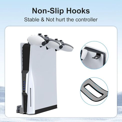 yoxxzus PS5 Wall Mount Kit Compatible with PS5 Digital/Disc Edition, With Hooks to Store VR Glasses, Headset, PS5 Controllers in Saudi Arabia