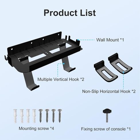 yoxxzus PS5 Wall Mount Kit Compatible with PS5 Digital/Disc Edition, With Hooks to Store VR Glasses, Headset, PS5 Controllers in Saudi Arabia