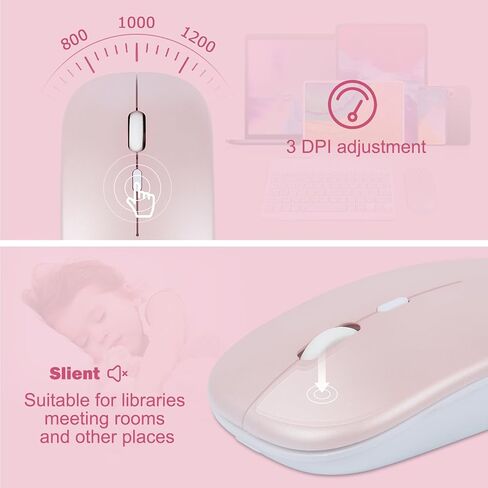 Wireless Bluetooth Keyboard and Mouse Mice Set Dual Rechargeable (Blue) in Kuwait