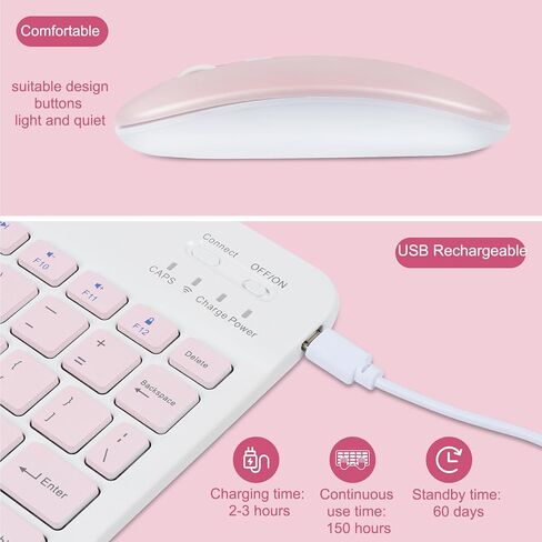 Wireless Bluetooth Keyboard and Mouse Mice Set Dual Rechargeable (Blue) in Kuwait