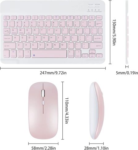 Wireless Bluetooth Keyboard and Mouse Mice Set Dual Rechargeable (Blue) in Kuwait