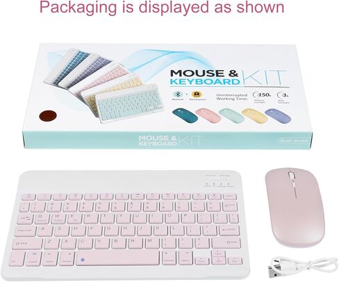 Wireless Bluetooth Keyboard and Mouse Mice Set Dual Rechargeable (Blue) in Kuwait