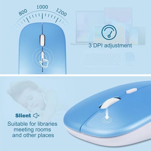 Wireless Bluetooth Keyboard and Mouse Mice Set Dual Rechargeable (Blue) in Kuwait