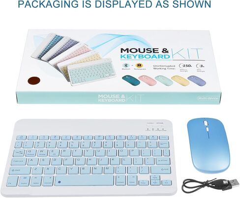 Wireless Bluetooth Keyboard and Mouse Mice Set Dual Rechargeable (Blue) in Kuwait