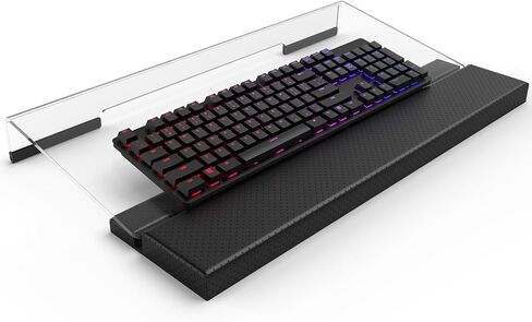 Computer Keyboard Stand, Acrylic Keyboard Holder with Ergonomic Wrist Rest, Height Adjustable Tilted Keyboard Riser with Leather Pad, For All Sized Keyboards, Keyboard Storage,Fathers days GIft Choice in Saudi Arabia