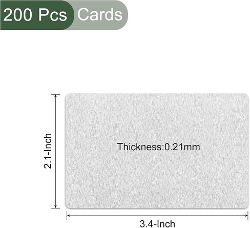 YOKIVE 200 Pack Printable Blank Card, Personalized Business Card | Double-Sided Printing, Great for DIY Card, Picture(Silver, 0.21mm Thick 3.4x2.1 Inch) in Saudi Arabia