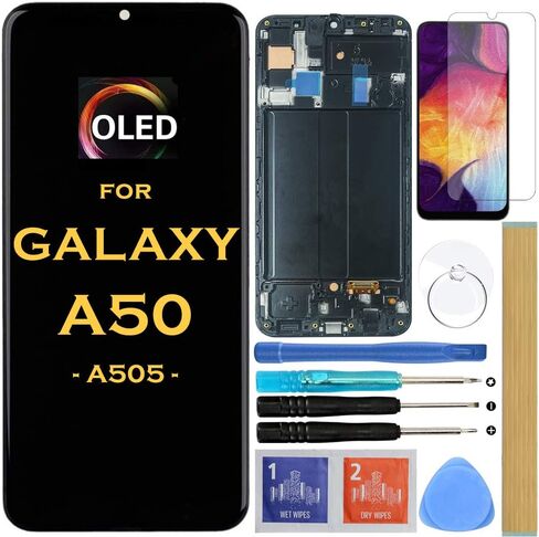 شاشة بديلة OLED LCD تعمل باللمس مجموعة رقمية لهاتف Samsung Galaxy A50 2019 A505 SM-A505F A505FN A505W A505U A505U1 6.4 بوصة (نوع OLED مع إطار) in Kuwait