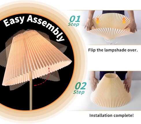 Pleated Floor Lamp, Wood Grain Farmhouse Floor Lamp with Pleated Shape, Vintage Floor Lamp Standing Lamp Tall Lamp for Living Room, Office, Bedroom, Reading in Saudi Arabia