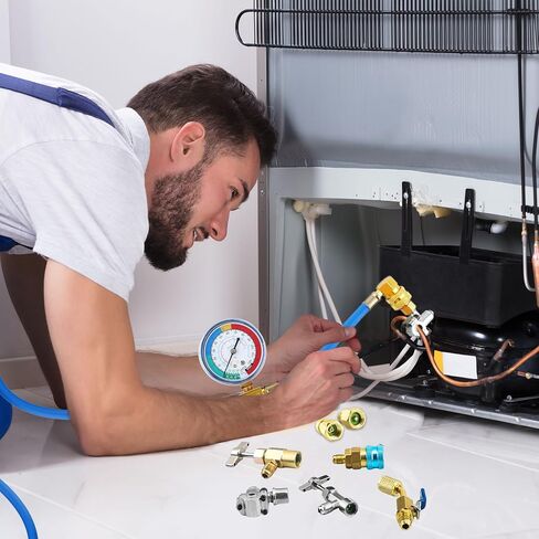 A/C Retrofit Valve Kit BPV-31 Bullet Piercing Valve for Refrigerator R12 to R134a Convert Adapter with Valve Cores Remover Tool for HVAC Refrigerant System R12 R22 R502 R134A in Saudi Arabia