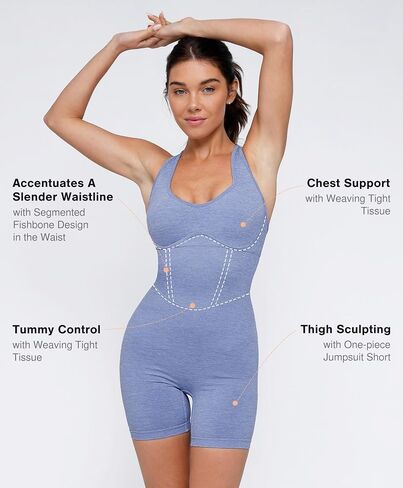 Popilush The Shapewear رومبير للنساء - ثوب فضفاض قصير متقاطع الظهر للتحكم في البطن ملابس Bodycon للجيم 2024 in Saudi Arabia