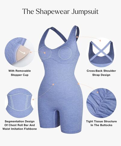 Popilush The Shapewear رومبير للنساء - ثوب فضفاض قصير متقاطع الظهر للتحكم في البطن ملابس Bodycon للجيم 2024 in Saudi Arabia