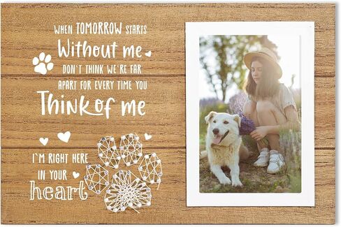 ELEGANTPARK Pet Memorial Picture Frame for Loss of Cat Dog Memorial Gifts Pet Loss Gift 4X6 Photo Frame Keepsake Sympathy Gift Pet Memorial Wood Picture Frame with Paw Prints in Saudi Arabia
