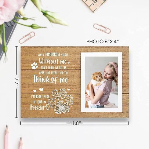 ELEGANTPARK Pet Memorial Picture Frame for Loss of Cat Dog Memorial Gifts Pet Loss Gift 4X6 Photo Frame Keepsake Sympathy Gift Pet Memorial Wood Picture Frame with Paw Prints in Saudi Arabia