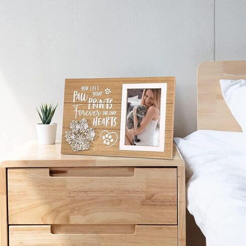 إطار صورة تذكاري للحيوانات الأليفة من ELEGANTPARK لفقدان القطط والكلاب، هدايا تذكارية للحيوانات الأليفة، هدية لفقدان الحيوانات الأليفة، إطار صور مقاس 4 × 6، هدية تذكارية للتعاطف، إطار صورة خشبي تذكاري للحيوانات الأليفة مع مطبوعات مخالب in Kuwait