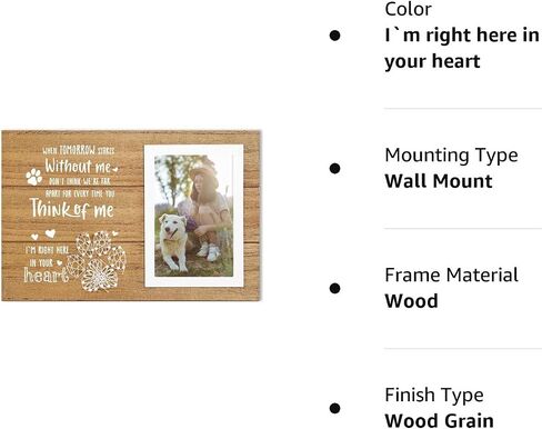 ELEGANTPARK Pet Memorial Picture Frame for Loss of Cat Dog Memorial Gifts Pet Loss Gift 4X6 Photo Frame Keepsake Sympathy Gift Pet Memorial Wood Picture Frame with Paw Prints in Saudi Arabia