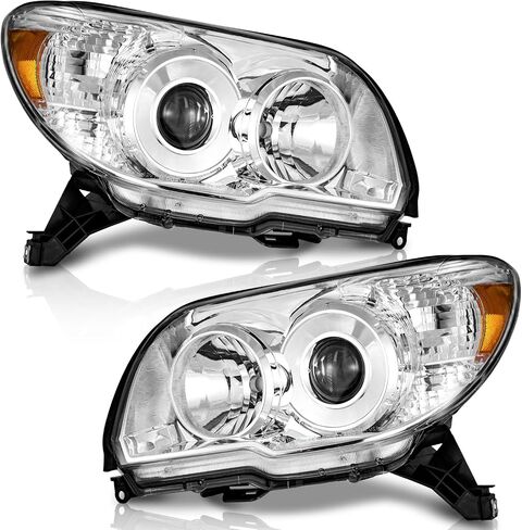 Headlights Assembly Compatible with 2006-2009 4Runner, Projector Headlights Headlamp Chrome Housing Amber Reflector Passenger and Driver Side in Saudi Arabia