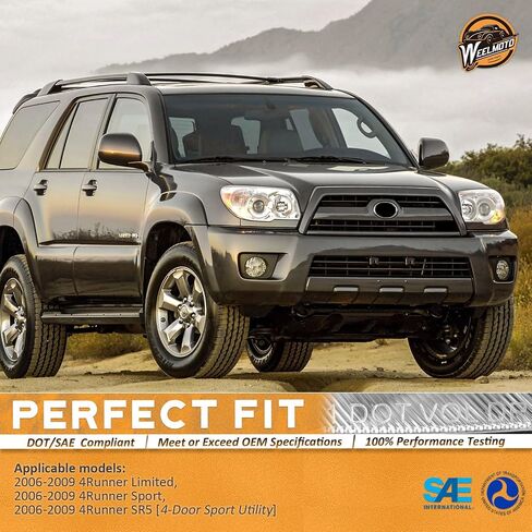 Headlights Assembly Compatible with 2006-2009 4Runner, Projector Headlights Headlamp Chrome Housing Amber Reflector Passenger and Driver Side in Saudi Arabia