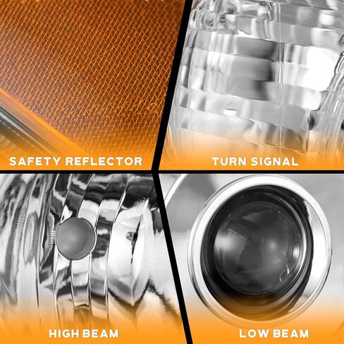 Headlights Assembly Compatible with 2006-2009 4Runner, Projector Headlights Headlamp Chrome Housing Amber Reflector Passenger and Driver Side in Saudi Arabia