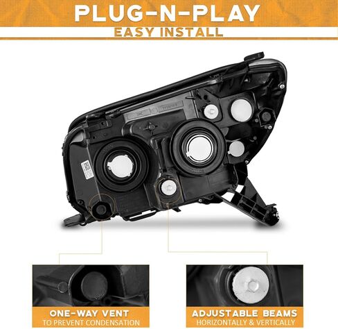 Headlights Assembly Compatible with 2006-2009 4Runner, Projector Headlights Headlamp Chrome Housing Amber Reflector Passenger and Driver Side in Saudi Arabia