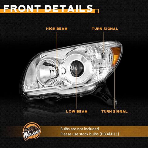 Headlights Assembly Compatible with 2006-2009 4Runner, Projector Headlights Headlamp Chrome Housing Amber Reflector Passenger and Driver Side in Saudi Arabia