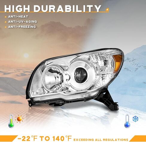 Headlights Assembly Compatible with 2006-2009 4Runner, Projector Headlights Headlamp Chrome Housing Amber Reflector Passenger and Driver Side in Saudi Arabia