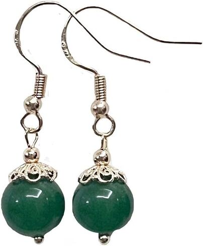 أقراط اليشم الأصلية من Neicoo - مملوءة بالذهب عيار 14 قيراط - تجلب الحظ السعيد - الحماية - طاقة الحظ - هدية للأم والزوجة - هدية لعيد الأم - تصميم فريد - أقراط مصنوعة يدويًا in Kuwait